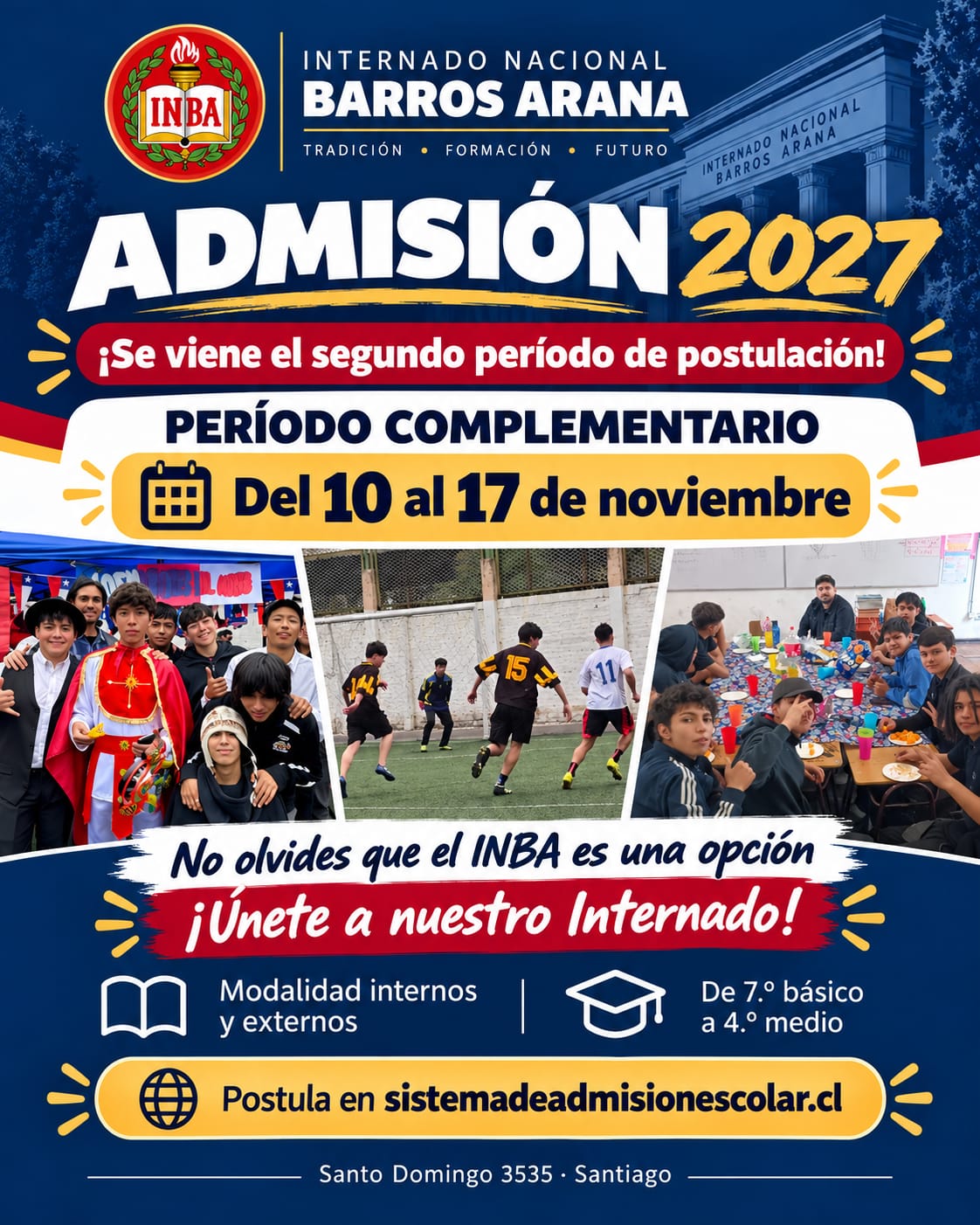 Admisión 2027: periodo complementario del 10 al 17 de noviembre